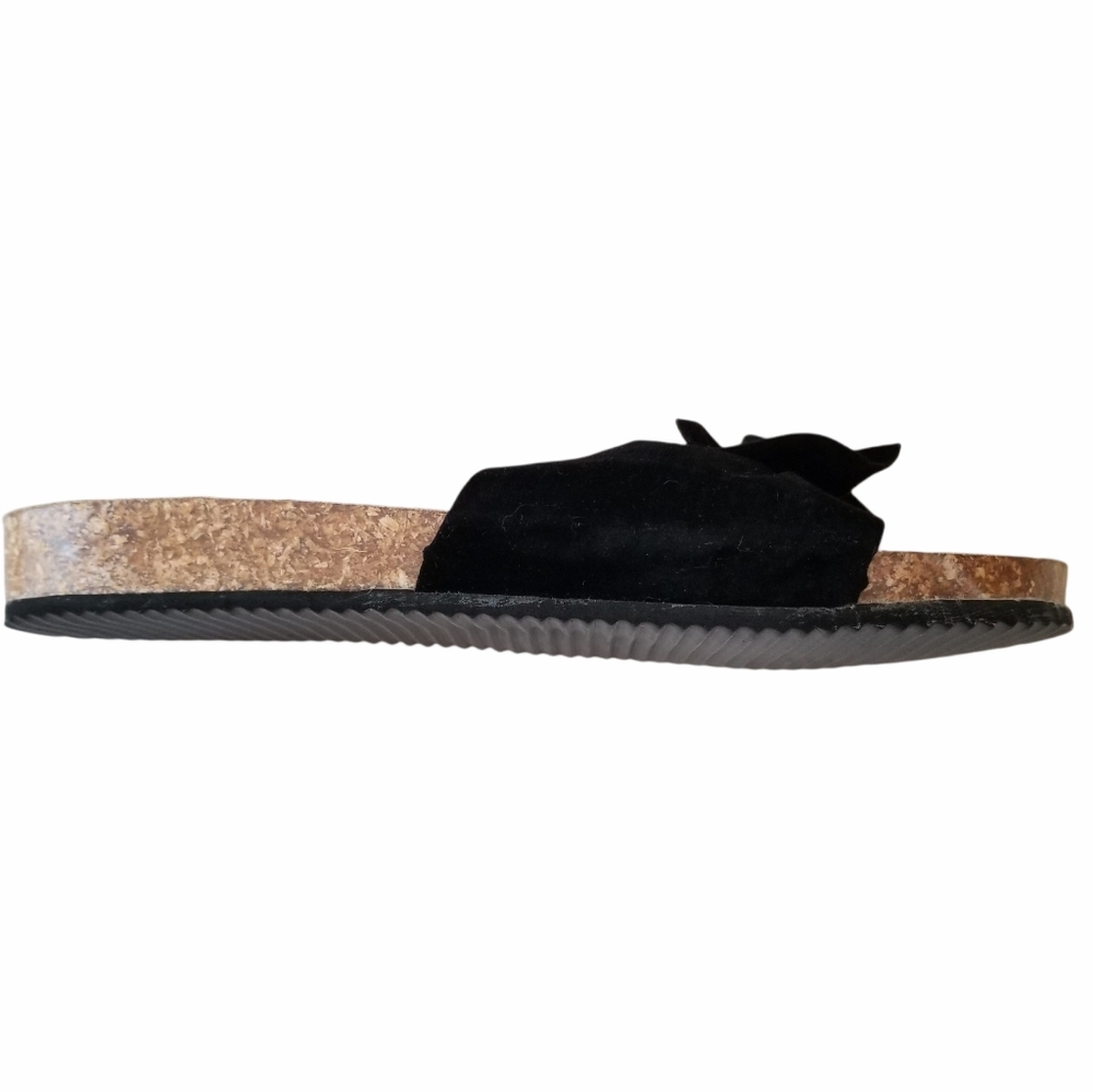 Black Velvet Bow Cork Heel Slip-On Sandals EU 39 - Picture 10 of 15